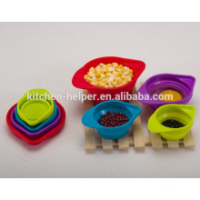 Top Selling Custom Design Herramientas de cocina Resistente al calor plegable plegable de alimentos de grado de silicona Medición de tazas 4 / Measure Cup Set
